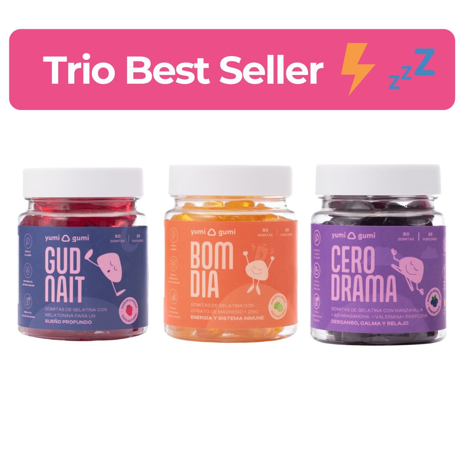 pack trio best seller (pomos 50 gomitas)