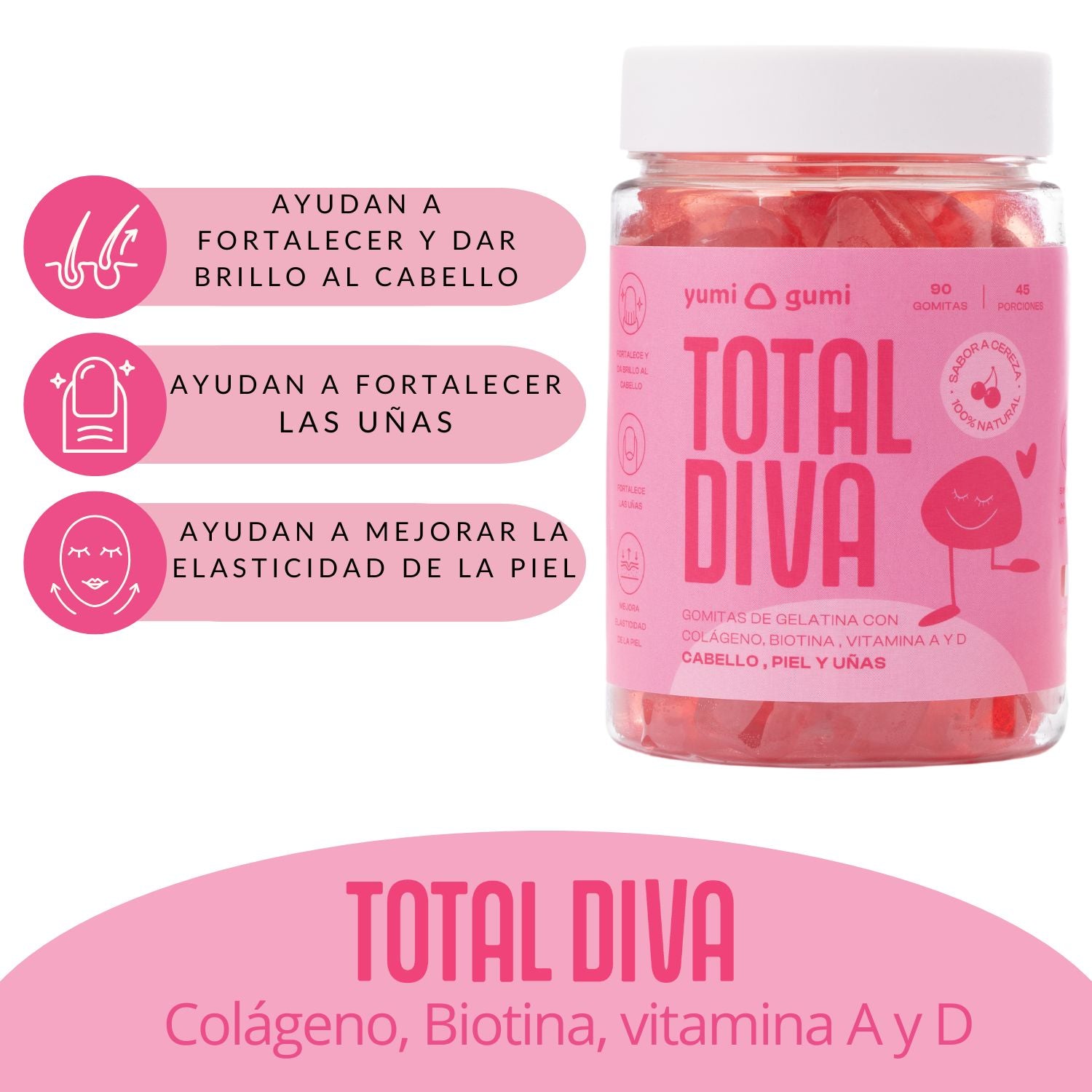 Total Diva (90 UND) | Gomitas sabor cereza