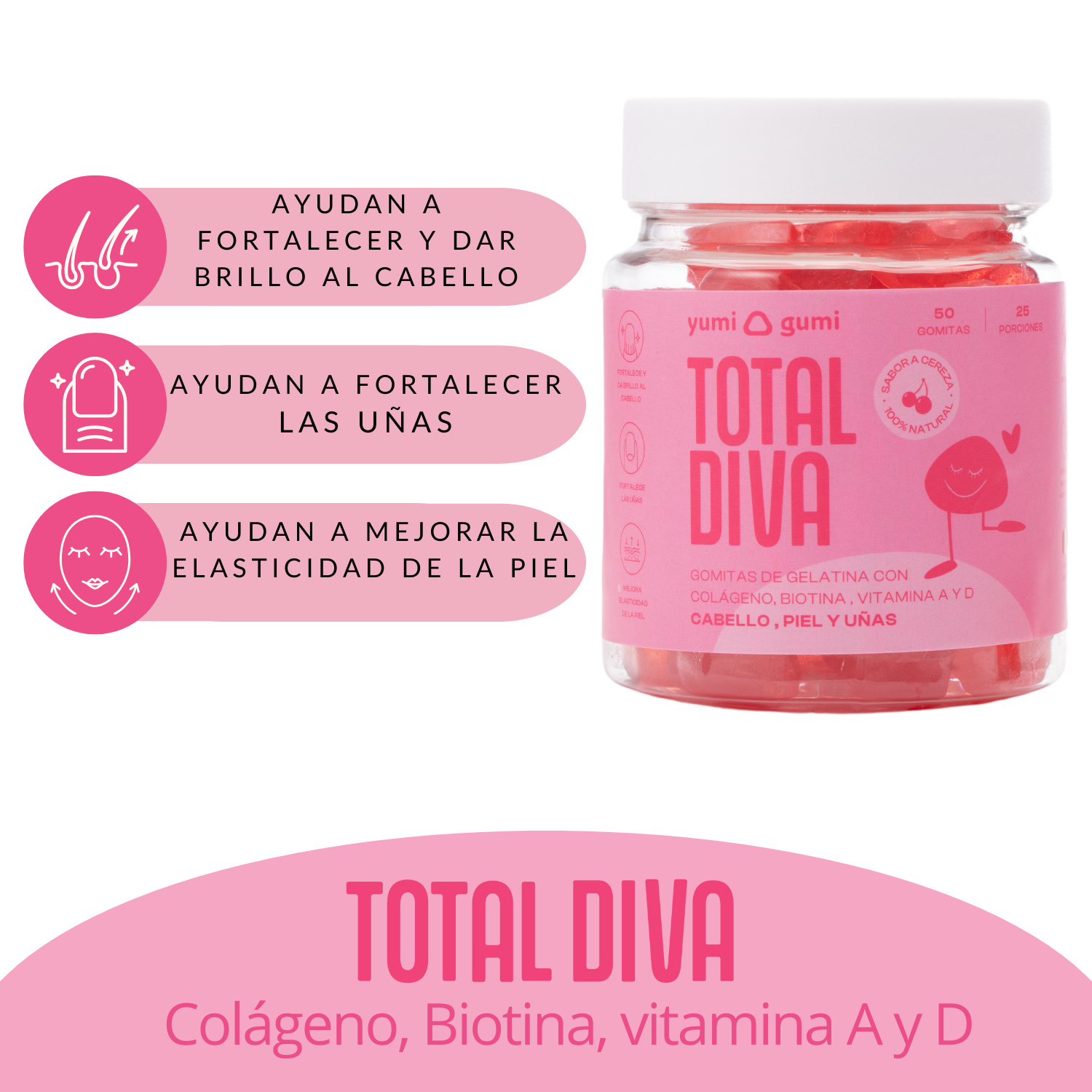 Total Diva (50 UND) | Gomitas sabor cereza