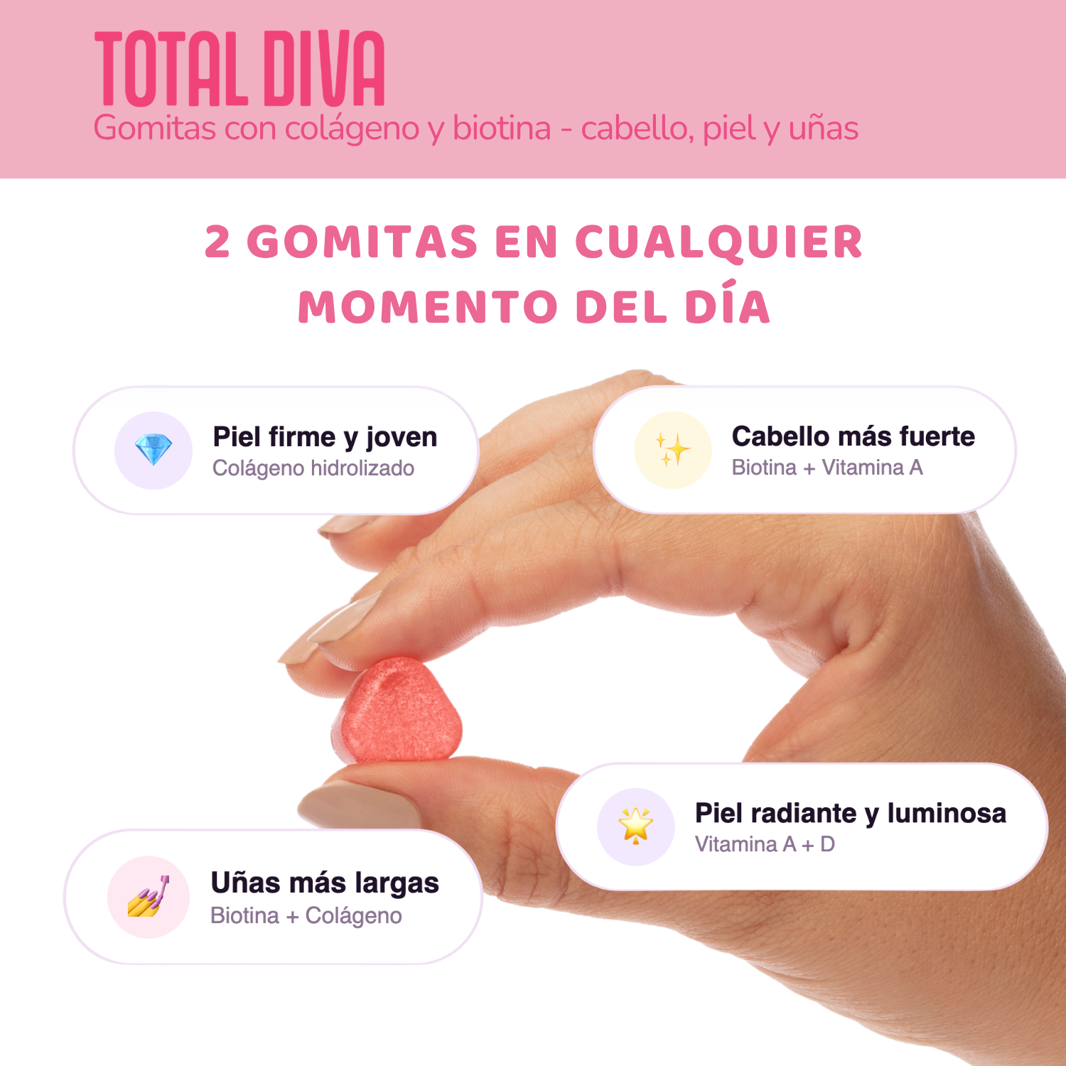 Total Diva (90 UND) | Gomitas sabor cereza