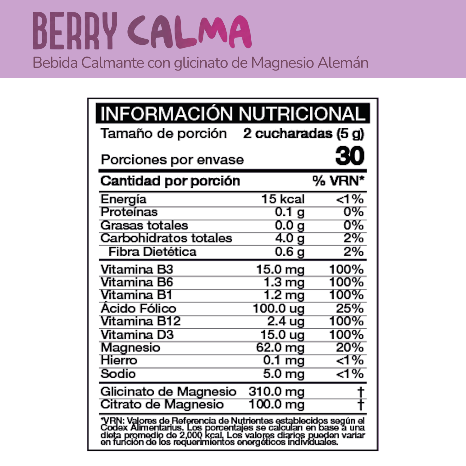 Berry Calma | Bebida en Polvo con Glicinato de Magenesio Sabor Limonada de Frambuesa